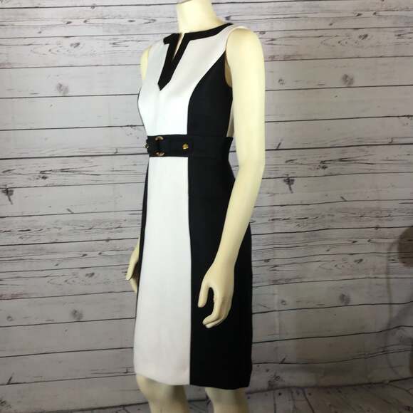 Tahari Arthur S. Levine Black & White Houndstooth Sheath Dress size 2 - Picture 9 of 12